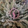 Pink Glitter Pole Dance Ornament set hanging on a festive Christmas tree. Amira Perun Decor